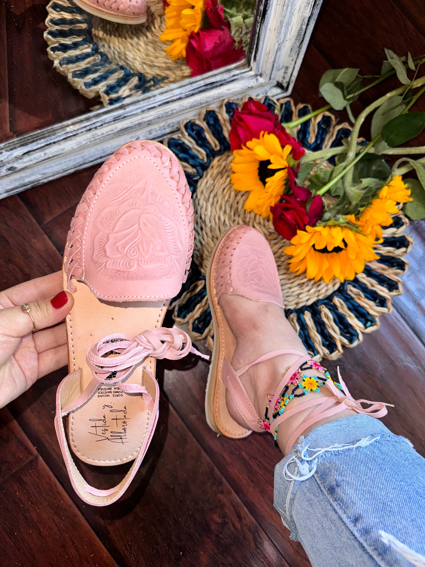 Perla Lace up pink