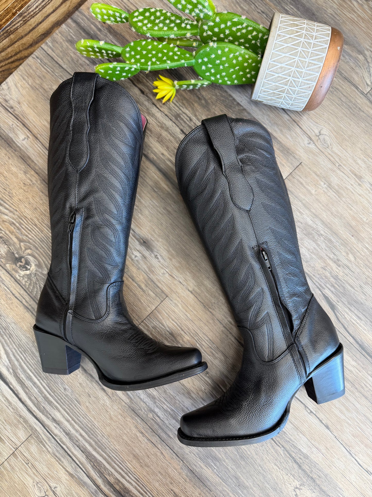 Victoria  Black Boots- Heel