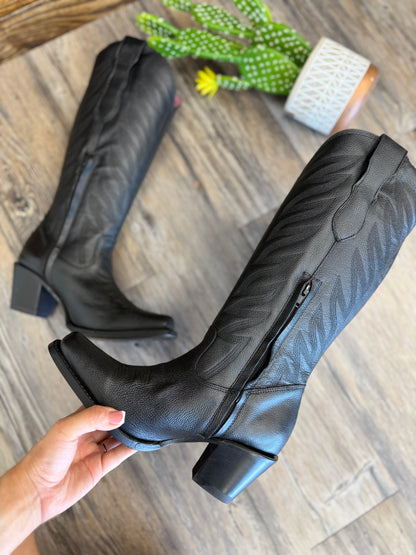 Victoria  Black Boots- Heel